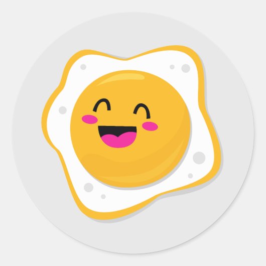 Cute Omelet Design Ronde Sticker (Voorkant)