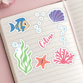 Cute Onder Water Thema Vissen Aangepaste Naam Sticker