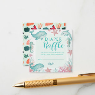 Cute onderwater aquarel oceaan luierraffle  informatiekaartje