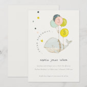 Cute Onderwater Ballon Walvis Kinderverjaardagsuit Bedankkaart (Voorkant / Achterkant)