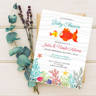 Cute Onderwater Zeedieren Baby Shower Kaart