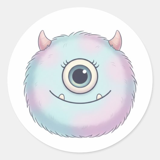 Cute One-Eyed Fluffy Monster Sticker (Voorkant)