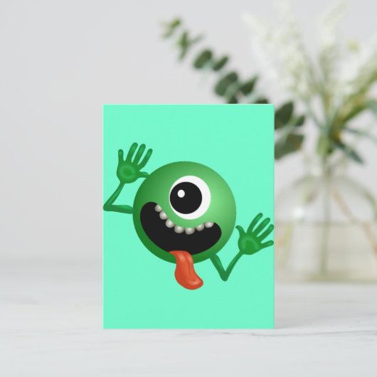 Cute One Eyed Monster Briefkaart (Staand voorkant)