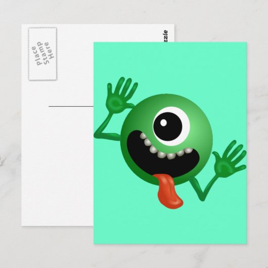 Cute One Eyed Monster Briefkaart (Voorkant / Achterkant)