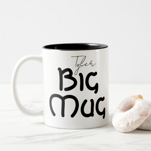 Cute One Huge Mug Custom Name Novelty Jumbo Tweekleurige Koffiemok (Met donut)