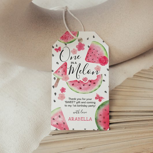 Cute One in a Melon 1 Birthday Dank u Cadeaulabel