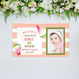 Cute One in a Melon Happy 1st Birthday Photo Spandoek
