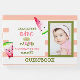 Cute One in een Melon Happy 1st Birthday Waterverf Gastenboek