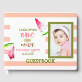 Cute One in een Melon Happy 1st Birthday Waterverf Gastenboek (Voorkant)