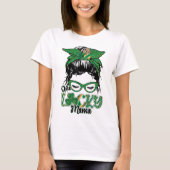 Cute One Lucky Mama Messy Bun Happy St Patricks Da T-shirt (Voorkant)