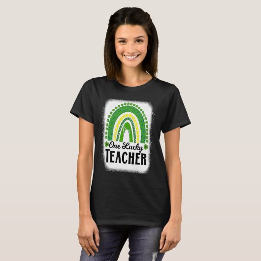 Cute One Lucky Teacher Rainbow St Patrick's Day Bl T-shirt (Voorkant volledig)