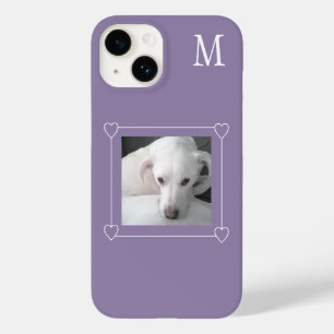 Cute One Photo Dog Single Initiaal Paars Case-Mate iPhone 14 Hoesje