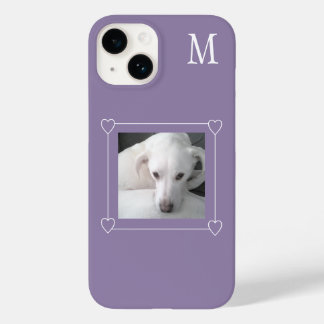 Cute One Photo Dog Single Initiaal Paars Case-Mate iPhone 14 Hoesje