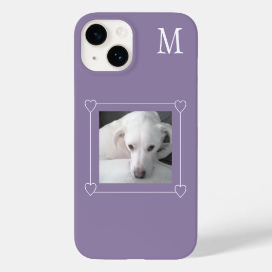 Cute One Photo Dog Single Initiaal Paars Case-Mate iPhone Case (Achterkant)