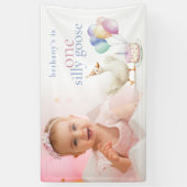 Cute One Silly Goose Photo Overlay 1st Birthday Spandoek (Verticaal)