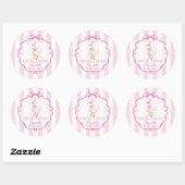 Cute One Silly Goose Pink Bow First Birthday Ronde Sticker (Vel)