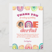 Cute ONEderful Regenboog Eerste Verjaardag Bedankkaart (Voorkant)