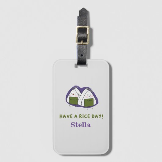 Cute Onigiri gepersonaliseerd Bagagelabel (Voorkant (verticaal))