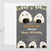 Cute Onigiri verjaardagsfeest uitnodiging (Voorkant / Achterkant)
