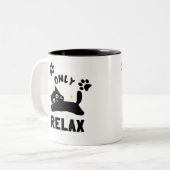 ​Cute "Only Relax" Cat Silhouette & Paw Prints Min Tweekleurige Koffiemok (Voorkant links)