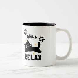 ​Cute "Only Relax" Cat Silhouette & Paw Prints Min Tweekleurige Koffiemok