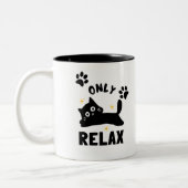 ​Cute "Only Relax" Cat Silhouette & Paw Prints Min Tweekleurige Koffiemok (Links)