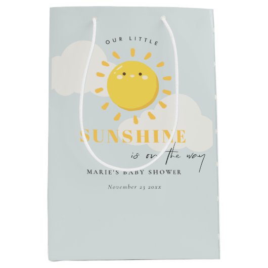 Cute Ons Little Sunshine Boy Blue Baby shower Medium Cadeauzakje (Voorkant)