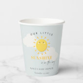 Cute Ons Little Sunshine Boy Blue Baby shower Papieren Bekers (Achterkant)