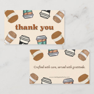 Cute Ontwerp Dankkaart Koffiekopjes Visitekaartje