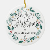 Cute | Onze eerste kerst als de heer & mevrouw. Keramisch Ornament (Voorkant)
