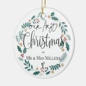 Cute | Onze eerste kerst als de heer & mevrouw. Keramisch Ornament (Links)