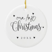 Cute | Onze eerste kerst als de heer & mevrouw. Keramisch Ornament (Achterkant)