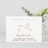 Cute Ooievaar Baby Shower Aankondiging (Staand voorkant)