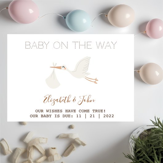 Cute Ooievaar Baby Shower Aankondiging