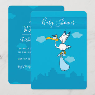 Cute Ooievaar Cartoons Baby Shower Uitnodiging Jon