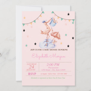 Cute Ooievaar Little Bunny Baby Shower Kaart