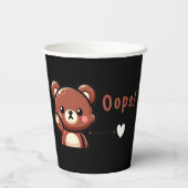 Cute Oops Teddy Bear Paper Party Cups with Heart  Papieren Bekers (Achterkant)
