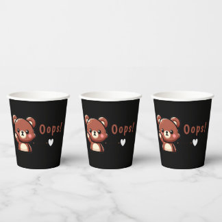 Cute Oops Teddy Bear Paper Party Cups with Heart  Papieren Bekers