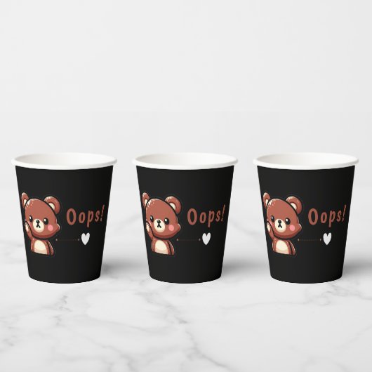 Cute Oops Teddy Bear Paper Party Cups with Heart  Papieren Bekers (Multi)