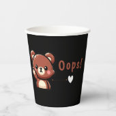 Cute Oops Teddy Bear Paper Party Cups with Heart  Papieren Bekers (Voorkant)