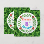 Cute op maat gemaakte lieveheersbeestje & blad 5e bedankkaart (Voorkant / Achterkant)