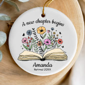 Cute open book flowers coworker retirement custom keramisch ornament