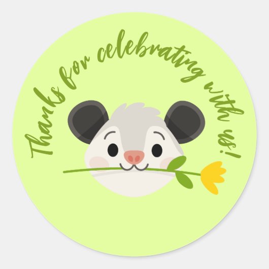 Cute Opossum Face with Flower Ronde Sticker (Voorkant)