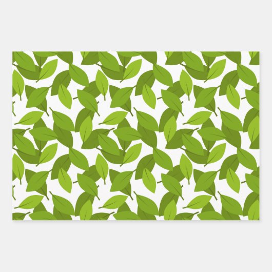 Cute Opossum Faces, Green Leaves & Circles Pattern Inpakpapier Vel (Voorkant 2)