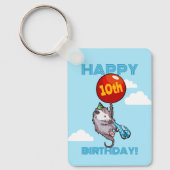 Cute Opossum Happy Birthday! Add The Age Balloon Sleutelhanger (Voorkant)