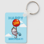 Cute Opossum Happy Birthday! Add The Age Balloon Sleutelhanger (Achterkant)