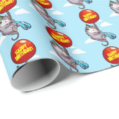 Cute Opossum Happy Birthday! Add Your Text Balloon Cadeaupapier (Rol Hoek)