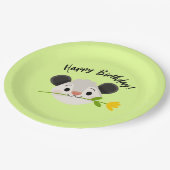 Cute Opossum Head with Flower, “Happy Birthday!” Papieren Bordje (Gekanteld)
