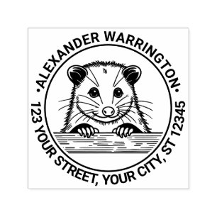 Cute Opossum Kop #3 Naam Retouradres Zelfinktende Stempel