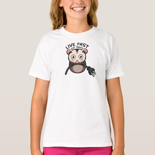 Cute Opossum Live Fast Eat Trash T-shirt (Voorkant)